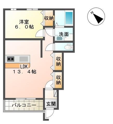 フェリーチェK・S・K(1LDK/1階)の間取り写真