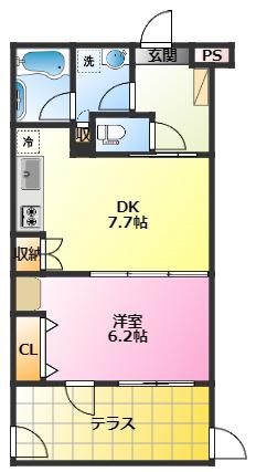 LA BELLA VITA IIラベラヴィータツー(1DK/1階)の間取り写真