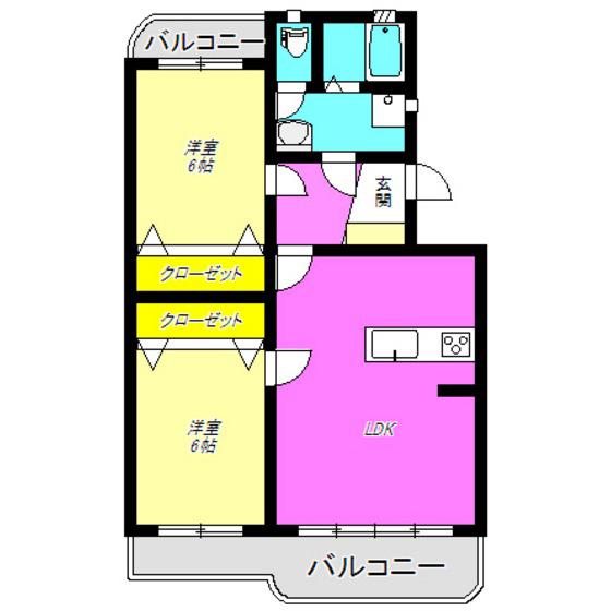 メゾン太陽(2LDK/1階)の間取り写真