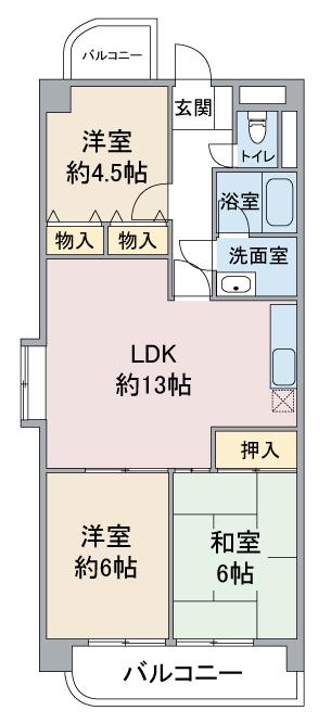 エレガンスマインIII(3LDK/3階)の間取り写真