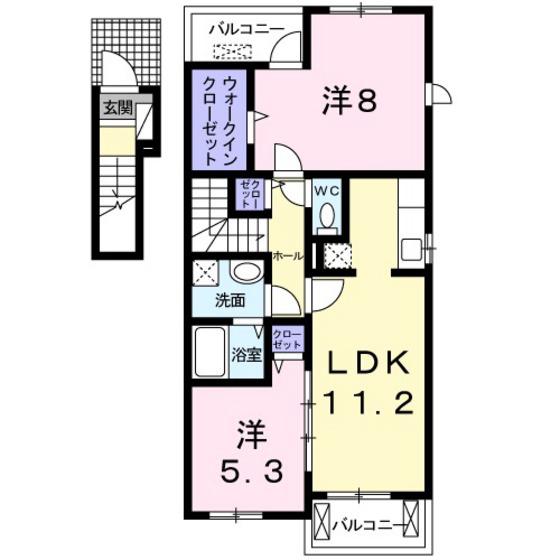 サンシャインレジデンス(2LDK/2階)の間取り写真