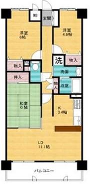 シャルヴィ加古川(3LDK/6階)の間取り写真