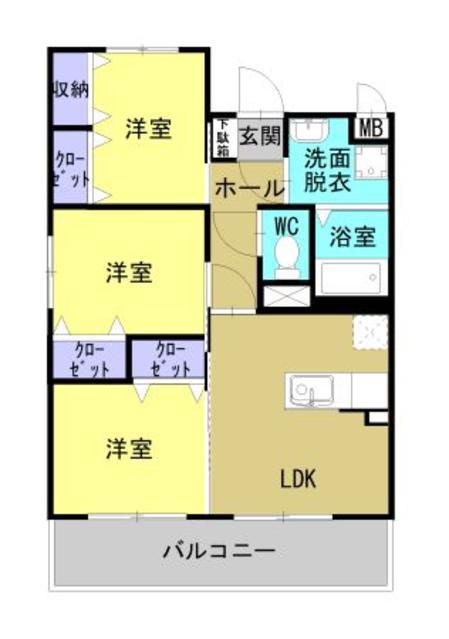 STELLA小池原(3LDK/5階)の間取り写真