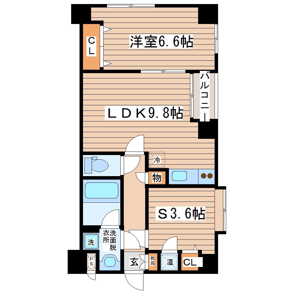 エクセレントパーク北山(2LDK/6階)の間取り写真