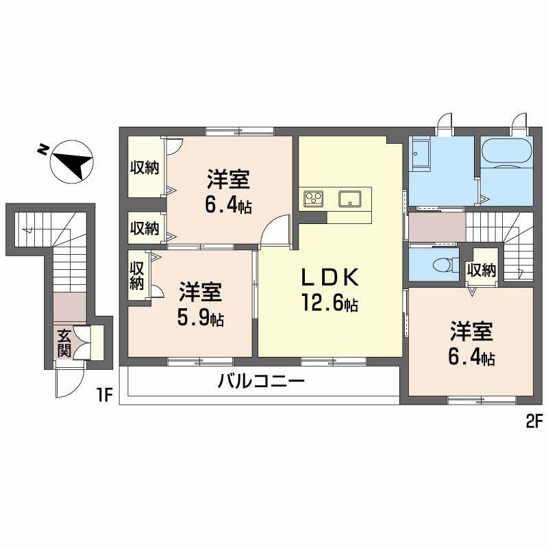 シャーメゾンあさがお(3LDK/2階)の間取り写真