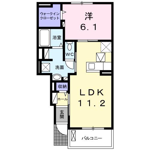 ミレ・ル一チェA(1LDK/1階)の間取り写真