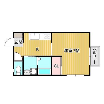 ロワールハイツII(1K/1階)の間取り写真