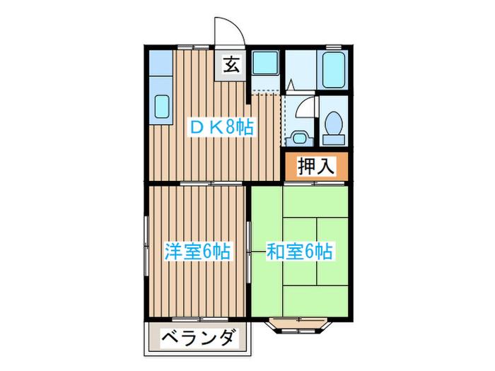 ヒロハイツ(2DK/2階)の間取り写真