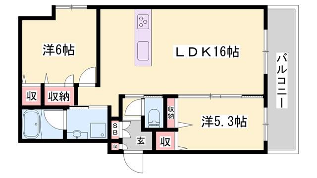 SEASIDE HOUSE(2LDK/3階)の間取り写真
