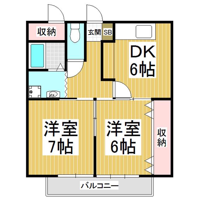 チェリーハイツ(2DK/2階)の間取り写真