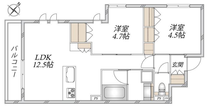 平和台4丁目メゾン(2LDK/3階)の間取り写真