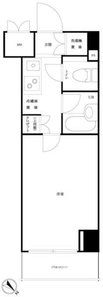 ルーブル三田(1K/4階)の間取り写真