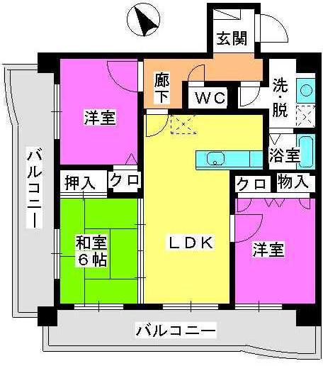 グランドハイツ廣善(3LDK/4階)の間取り写真