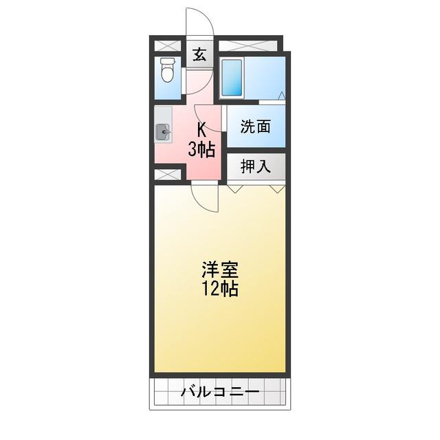 もとサン稲葉II(1K/1階)の間取り写真