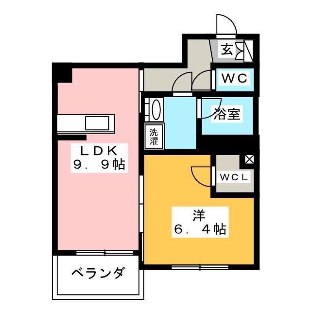 エターナル横浜(1LDK/2階)の間取り写真
