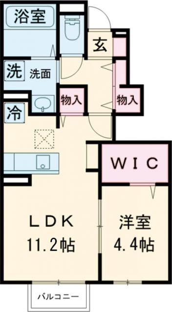 ドゥ・マリアージュIII(1LDK/1階)の間取り写真