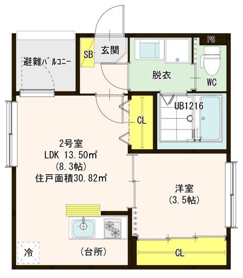 リバーガーデン中村中町(1LDK/1階)の間取り写真