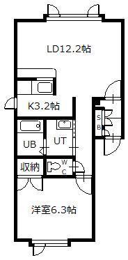 ヴェルシティ東光6.3 C棟(1LDK/2階)の間取り写真