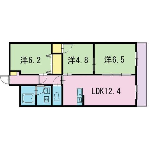 グランドゥール稲川(3LDK/7階)の間取り写真