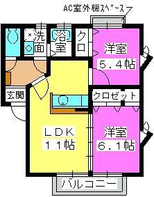 サンハイツ高木(2LDK/2階)の間取り写真
