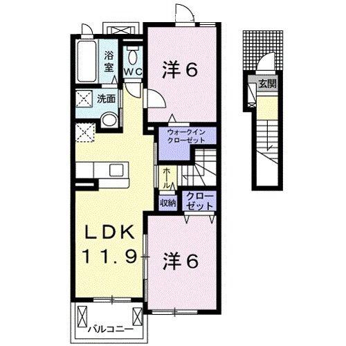 ソラティオ・ファウスト II(2LDK/2階)の間取り写真