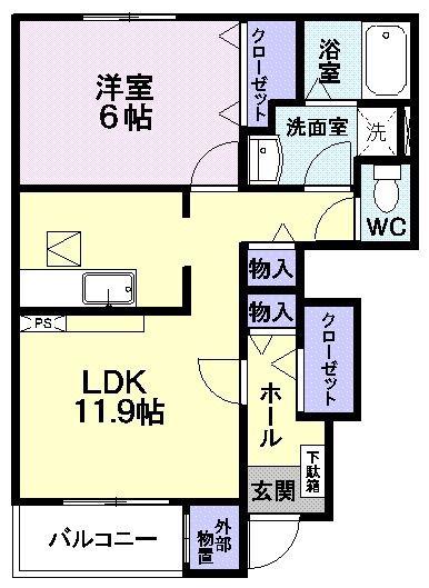 フォレストヴィラ(1LDK/1階)の間取り写真