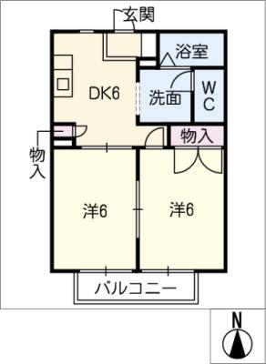エトワールA棟(2K/2階)の間取り写真