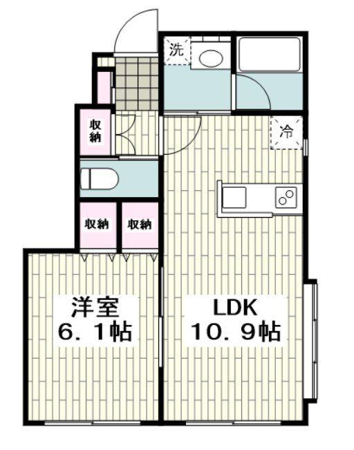 ジュリエッタ湘南(1LDK/1階)の間取り写真