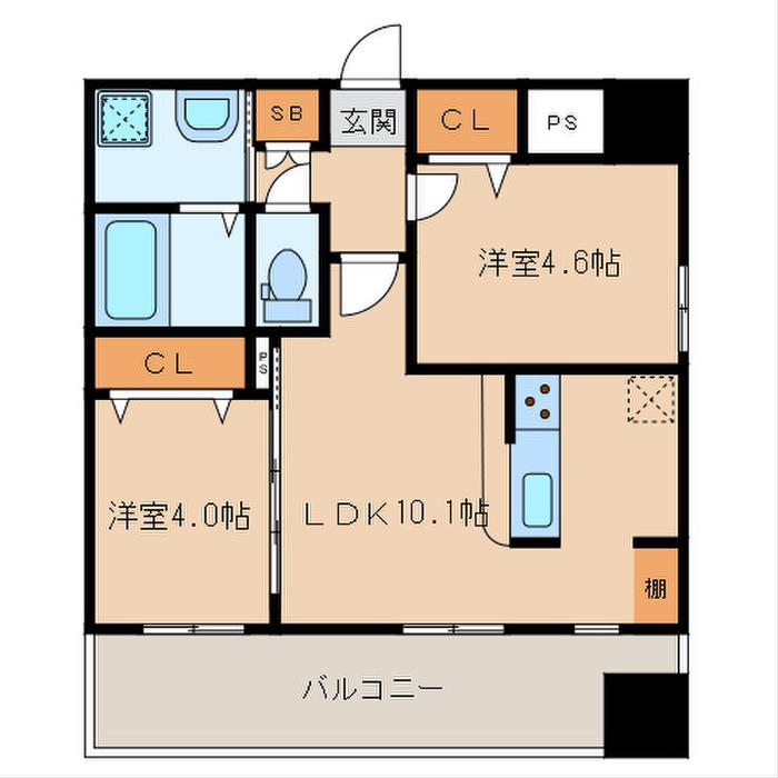ランドマーク和白(2LDK/6階)の間取り写真