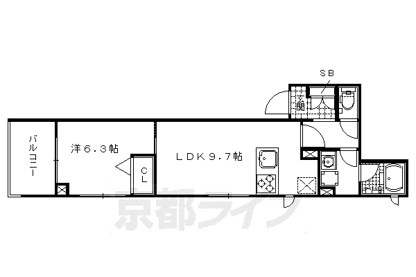 クレドール北山(1LDK/3階)の間取り写真