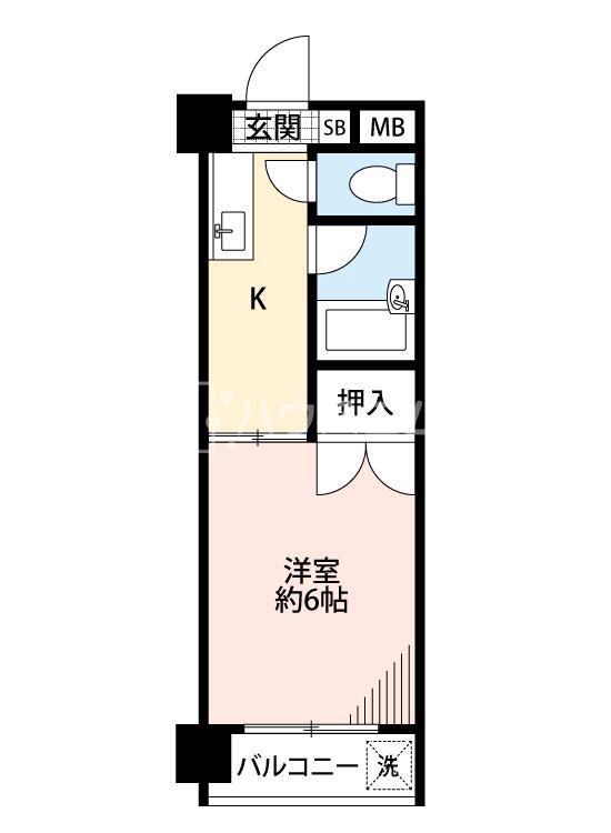 東洋プラザ泉尾(1K/9階)の間取り写真