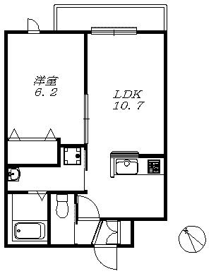 フレシール(1LDK/2階)の間取り写真