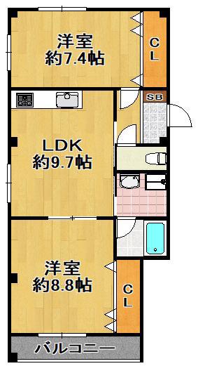 ソリッドウエーブ(2LDK/3階)の間取り写真