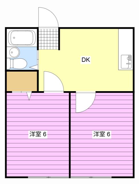 彩輝8B(2DK/1階)の間取り写真