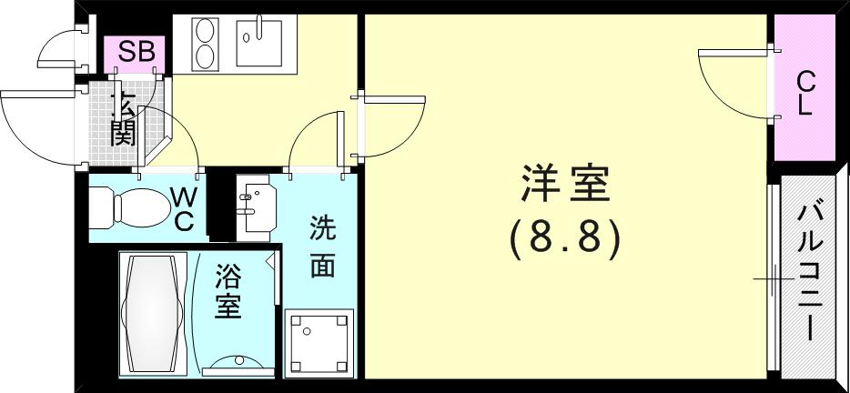 クレイノ石井町(1K/1階)の間取り写真