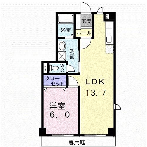 ヴィラ・リーブズA棟(1LDK/1階)の間取り写真