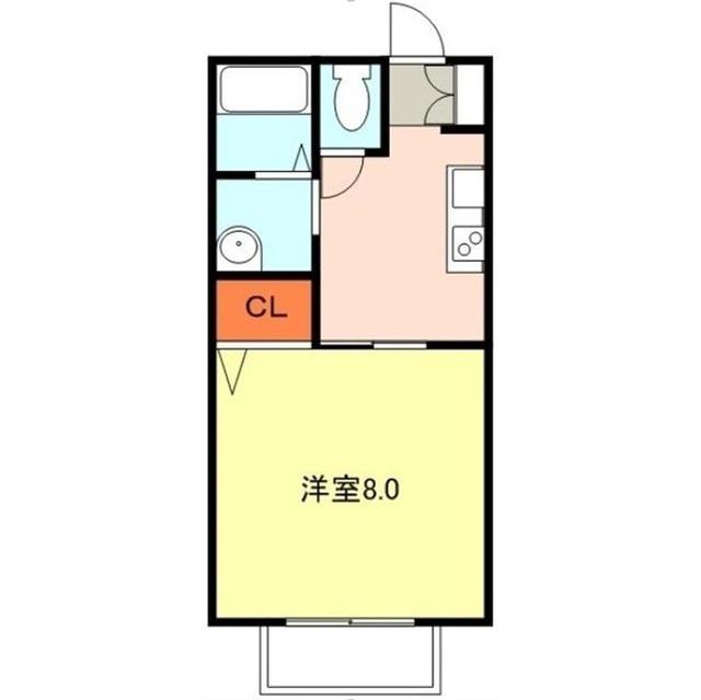 スリーゼハイツ毛井(1K/2階)の間取り写真