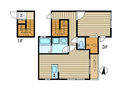ホワイト・デューク(1SLDK/3階)の間取り写真