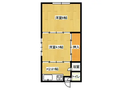 第一角田マンション(2K/1階)の間取り写真