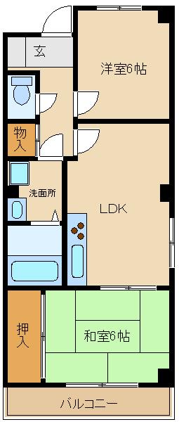 ウッディハウスアン(2LDK/2階)の間取り写真