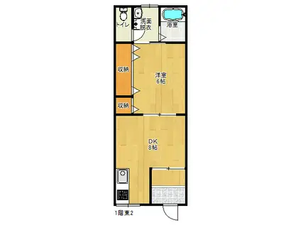 山喜マンション(1LDK/1階)の間取り写真