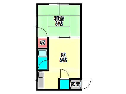 高瀬マンション(1DK/4階)の間取り写真