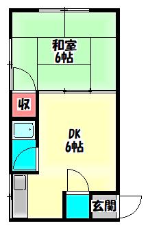 高瀬マンション(1DK/4階)の間取り写真