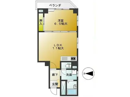 ヴェルデ青山(1LDK/2階)の間取り写真