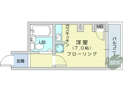 朝日プラザ北七番丁(ワンルーム/1階)の間取り写真