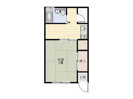コーポコシバラ1号棟(1K/2階)の間取り写真