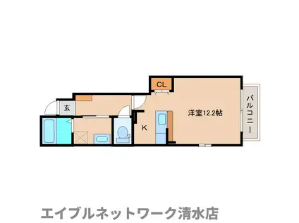 ベル・アンジュ(ワンルーム/1階)の間取り写真