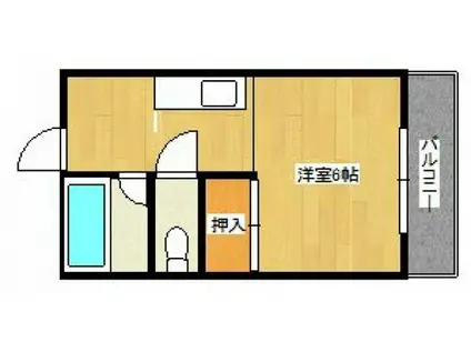 矢部第2ビル(ワンルーム/2階)の間取り写真