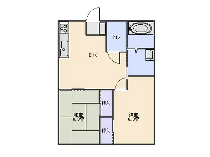 コーポ向日葵III(2DK/2階)の間取り写真