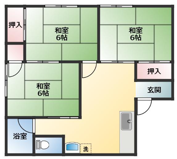 メゾンK1(3DK/2階)の間取り写真